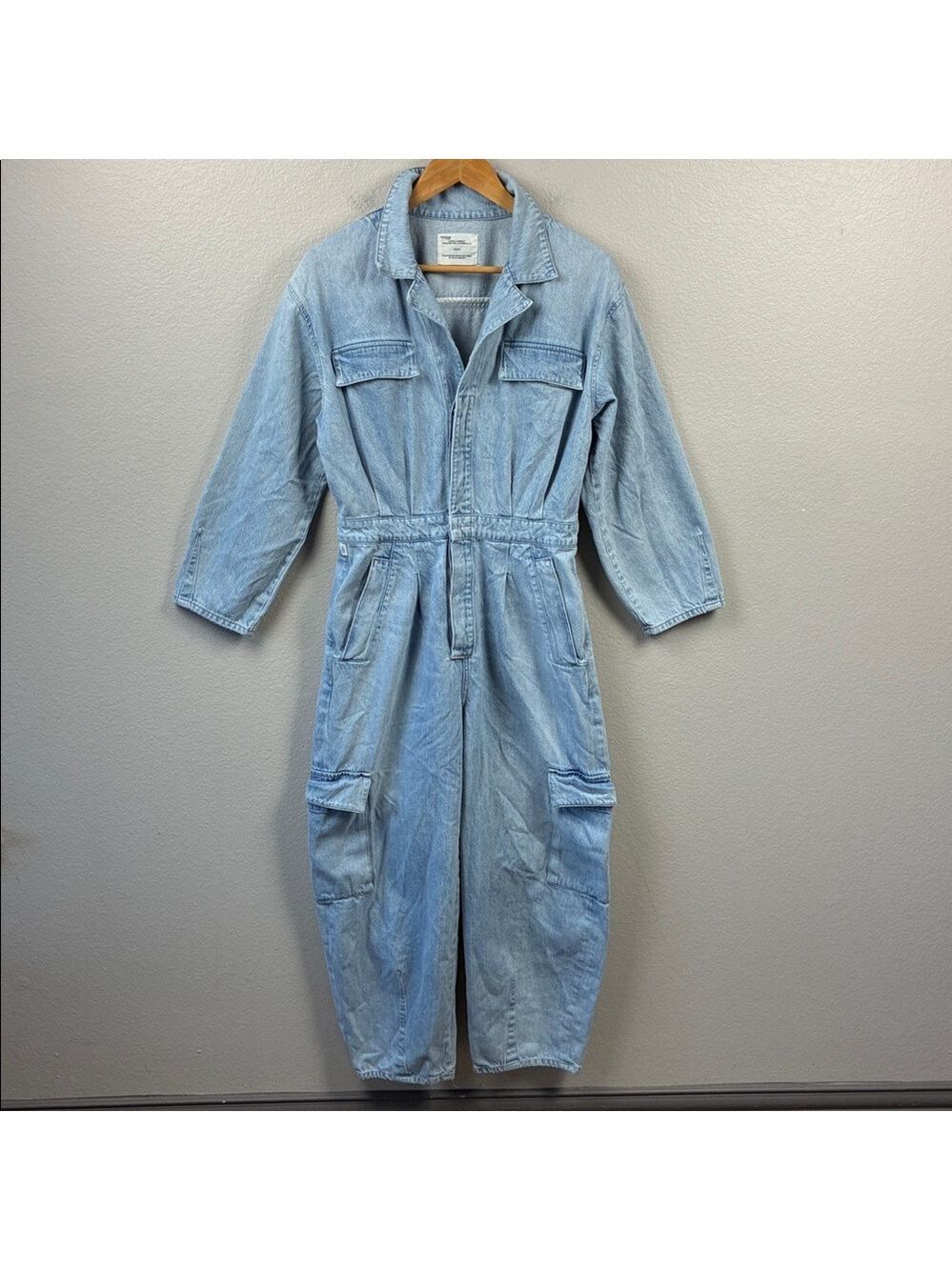 Citizens Of Humanity Gema Denim Jumpsuit Barrel Leg Cargo Long Sleeves Jeans 8 - Picture 5 of 12